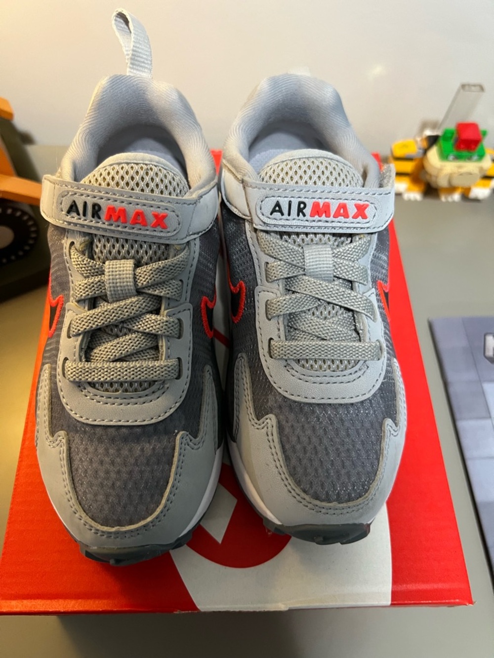 Nike Kids Grey and Red Air Max Hook-and-Loop Sneakers